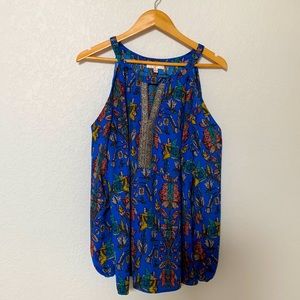 Blue long sleeve shoulder cut out top